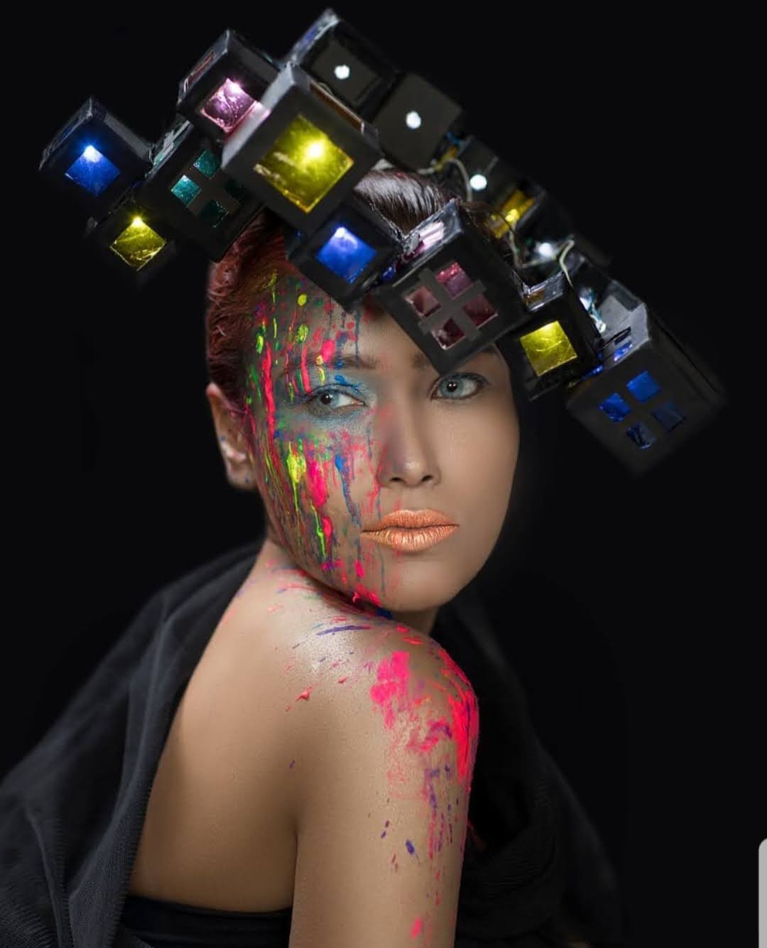 Illuminated headgear design with colorful paint