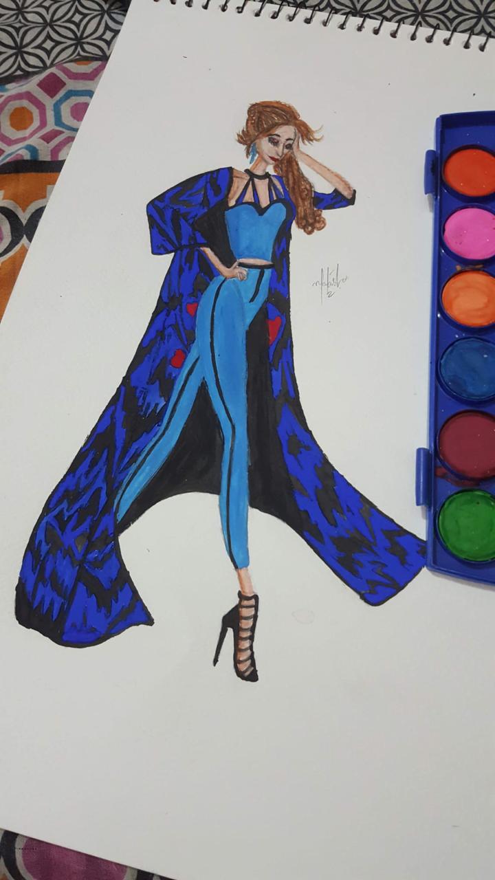 Blue Ensemble with Statement Coat