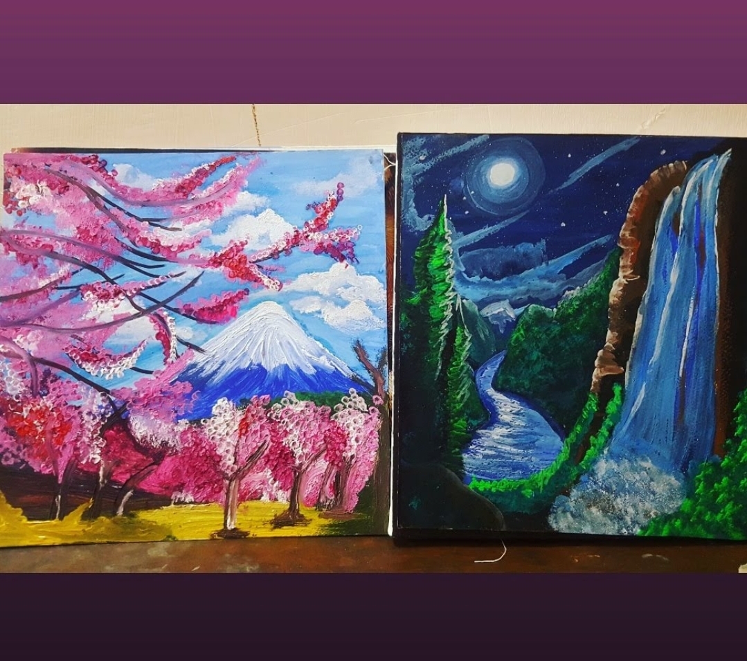 Cherry Blossoms & Waterfall