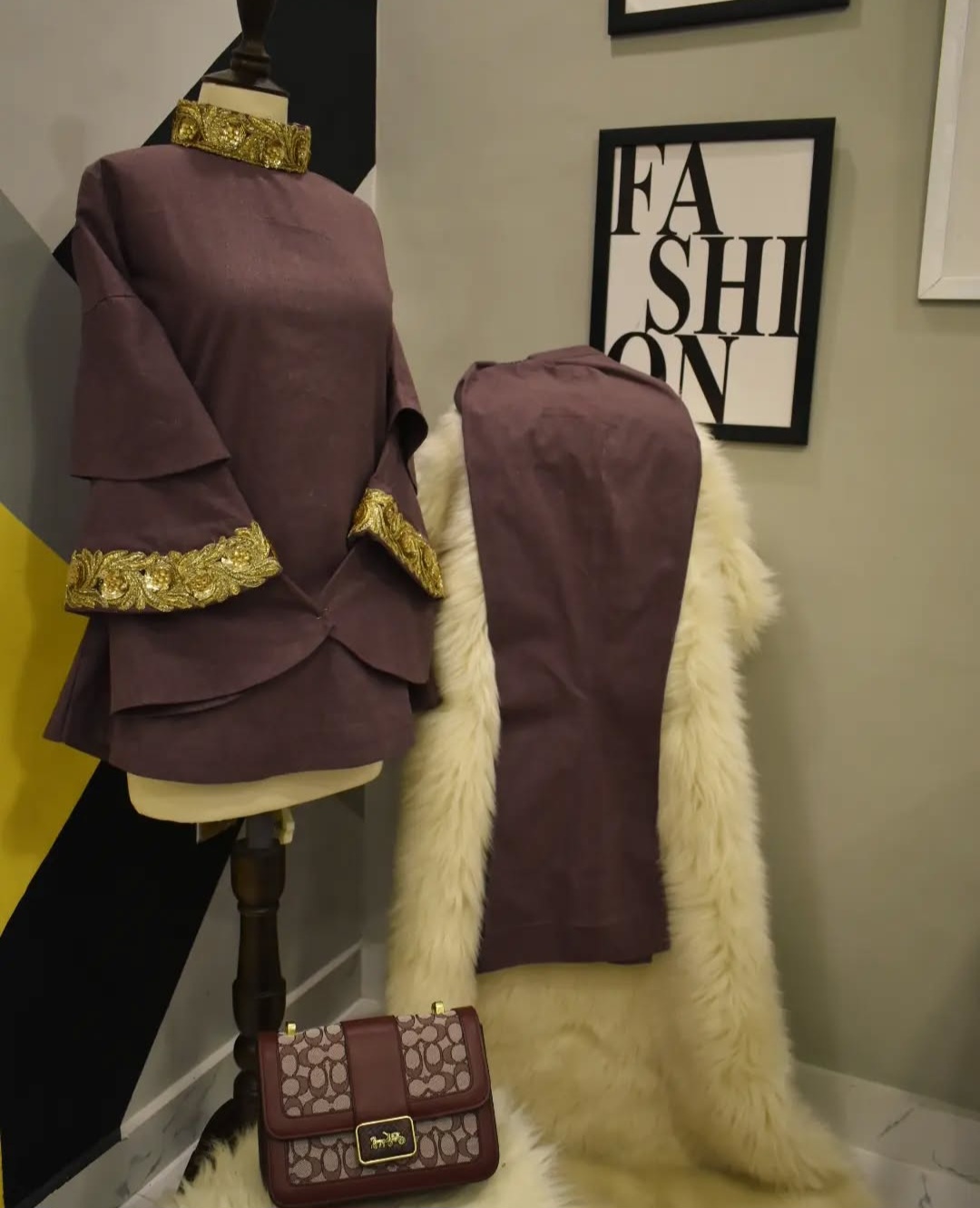Plum Gold Embellished Set